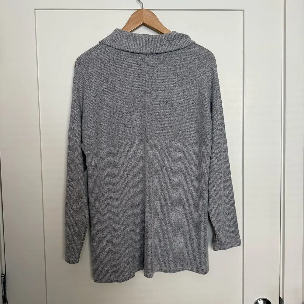 J Jill Wearever Sweater Top Womens Sz M Gray Turtleneck Ribbed Soft Stretch